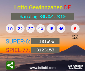 Lotto Gewinnzahlen vom Samstag, den 06.07.2019